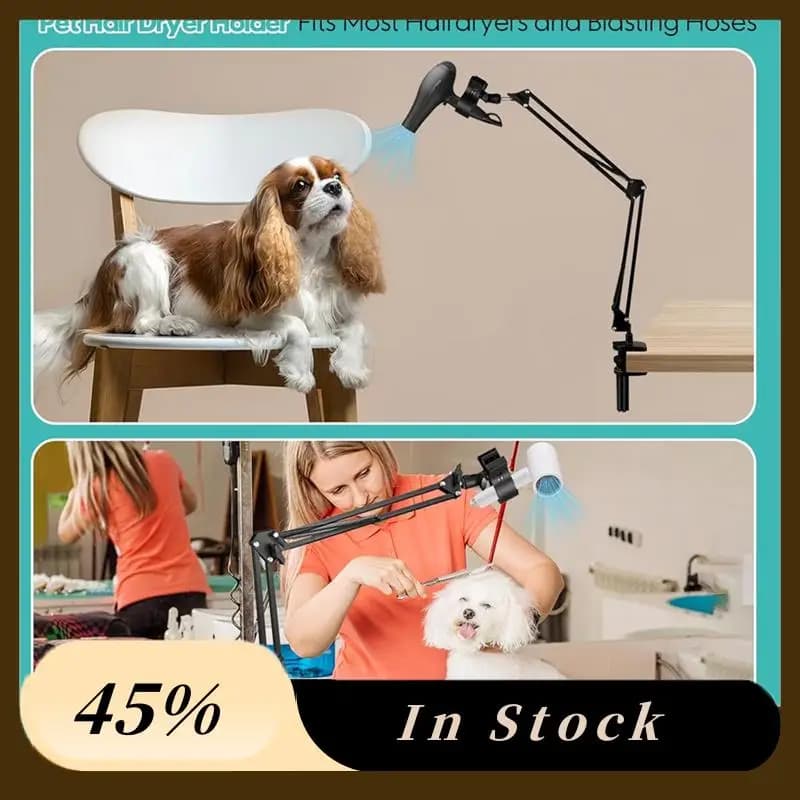 A78K New dog hair dryer holder, 360 ° Swivel holder for free-handed pets, with adjustable clamp, suitable for most hairdryers