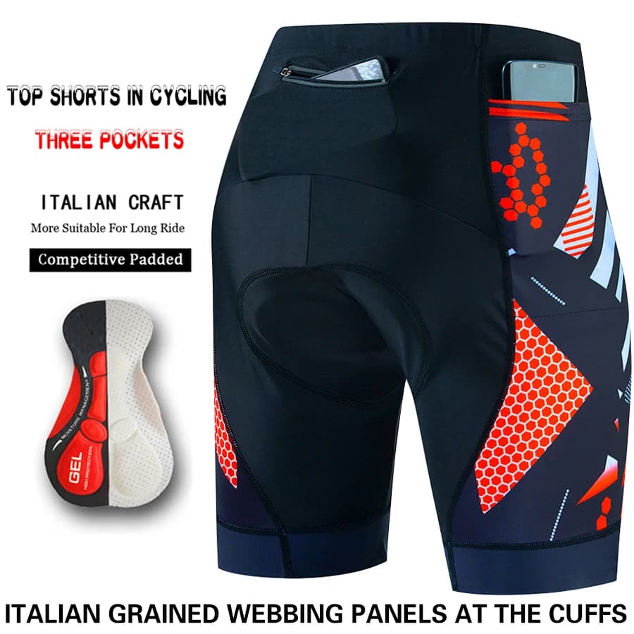 Three-pocket cycling shorts Triathlon 5D bike tights Men's Padded Gel Pro Lycra Bicycle Shorts Breathable Mountain Bike Shorts