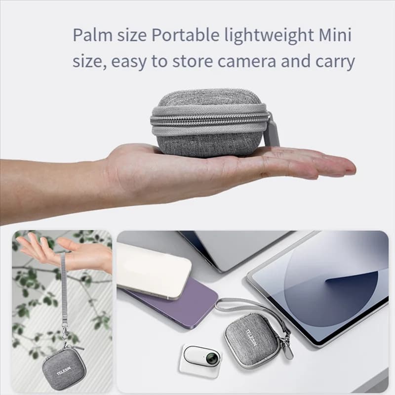 TELESIN Mini Custodia protettiva per Insta360 GO3 Gopro 12 Hero 12 11 10 9 Action Camera Scatola impermeabile Facile installazione Grigio