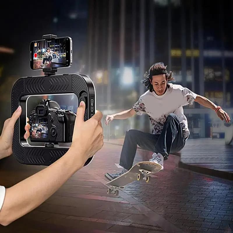 Treppiede per selfie stick con luce ricaricabile per selfie Anello luminoso portatile Supporto per telefono pieghevole allungabile regolabile per lo streaming