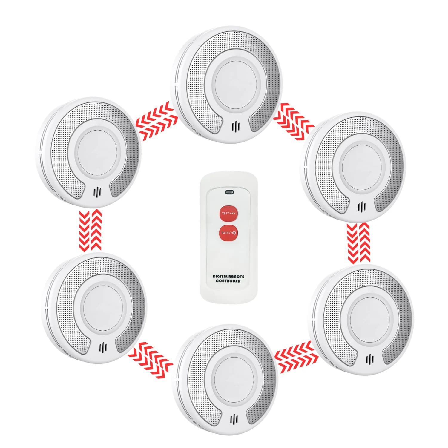 Rilevatore di fumo/telecomando interconnesso con batteria da 10 anni, allarme antincendio wireless interconnesso, VS03F/RC07