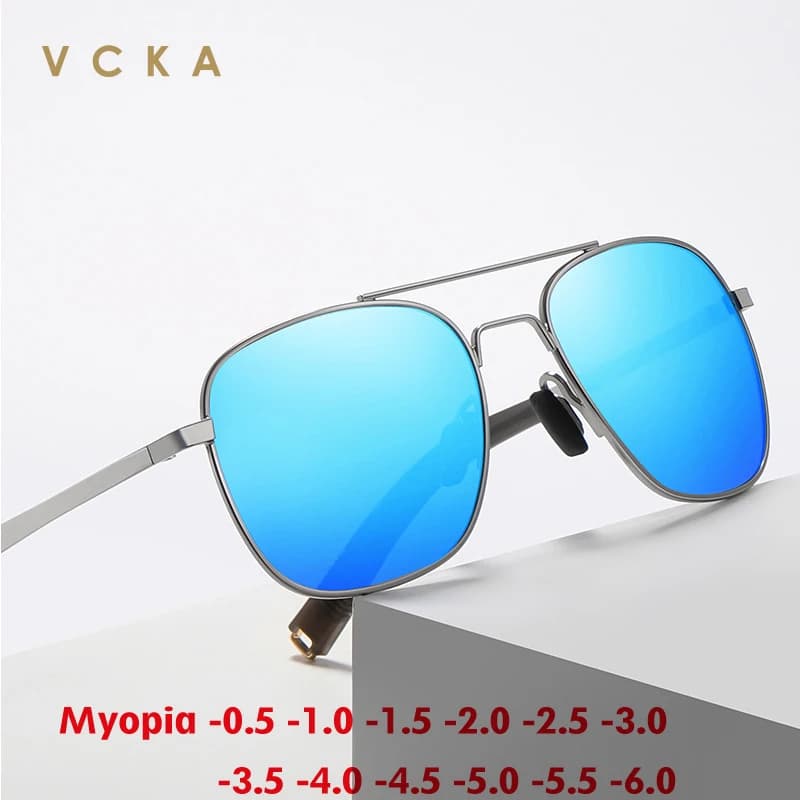 VCKA 2025 NEW Polarized Myopia Sunglasses Women Men Prescription Alloy UV400 Glasses Optics Square Custom Eyewear -0.5 to -6.0