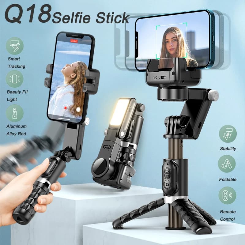 Stabilizzatore cardanico portatile per smartphone 1 asse con selfie stick treppiede telecomando Bluetooth wireless per Iphone Android Nuovo