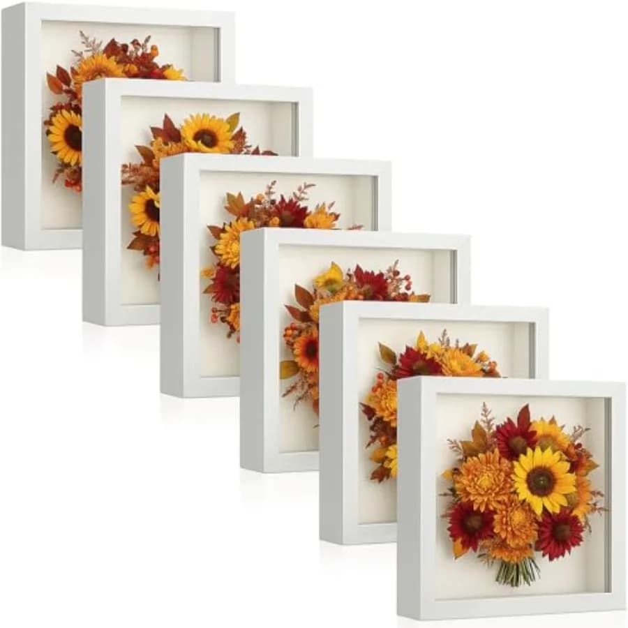 6 Pezzi Cornici Shadow Box Quadrate per Esposizione di Oggetti Sportivi, Ricordi di Matrimonio, Artigianato, Spille e Premi