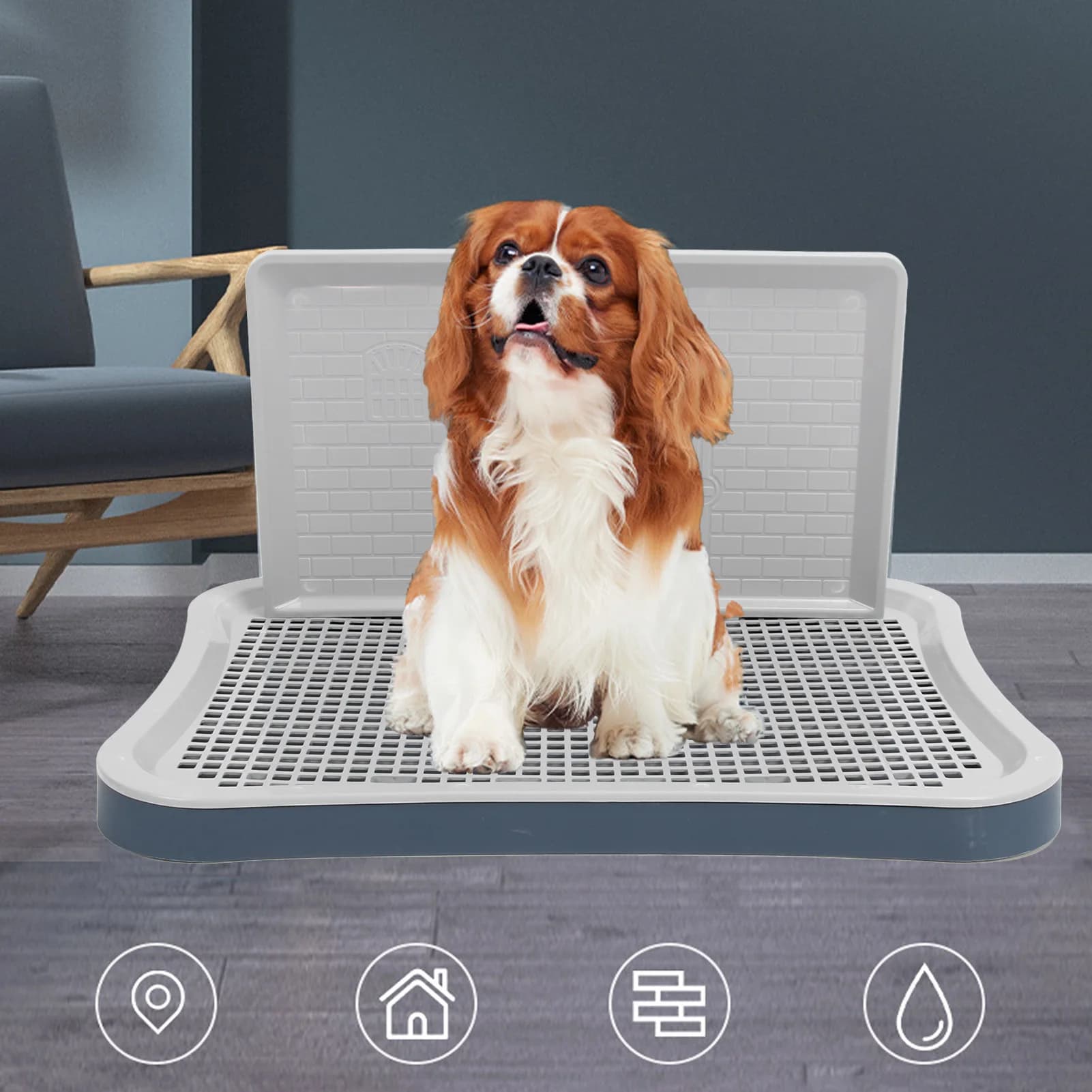 Dog Training Toilet with Wall Column Removable Portable Puppy Mesh Training Potty for Large Small Medium Pets Indoor Dog Potty
