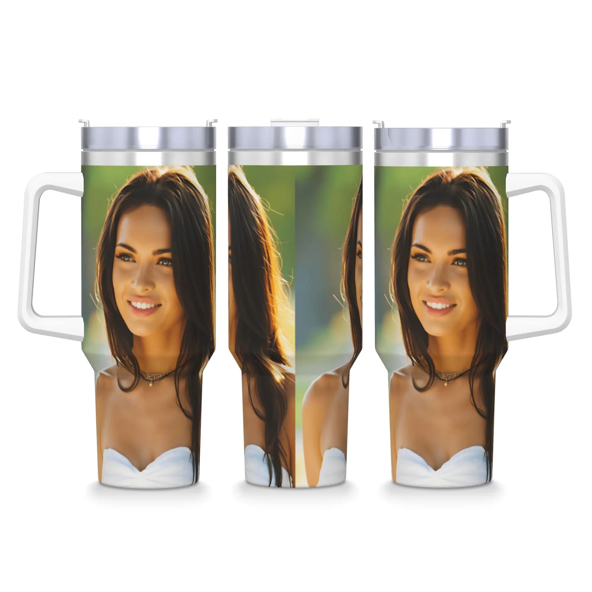 Tumbler in Acciaio Inox dell'Attrice M-Megan F-Fox, Tazze Termiche da Campeggio con Cannucce e Coperchio, 40oz, Tazze per Auto, Bottiglia per Bevande Calde e Acqua