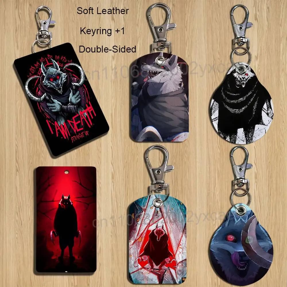 Keychain and Credit Card holder Black Wolf and Calved Cat: Protective Cover for Keys and Locks, Ideal as a Security Gift