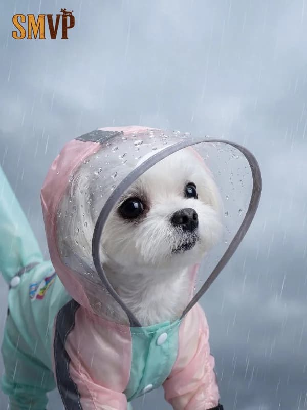 2026 Fashion Full Coverage Dog Rain Coat Waterproof Leash Hole Design Four-Leg Jumpsuit Rainwear for Tiny Small Pets Dog Clothes