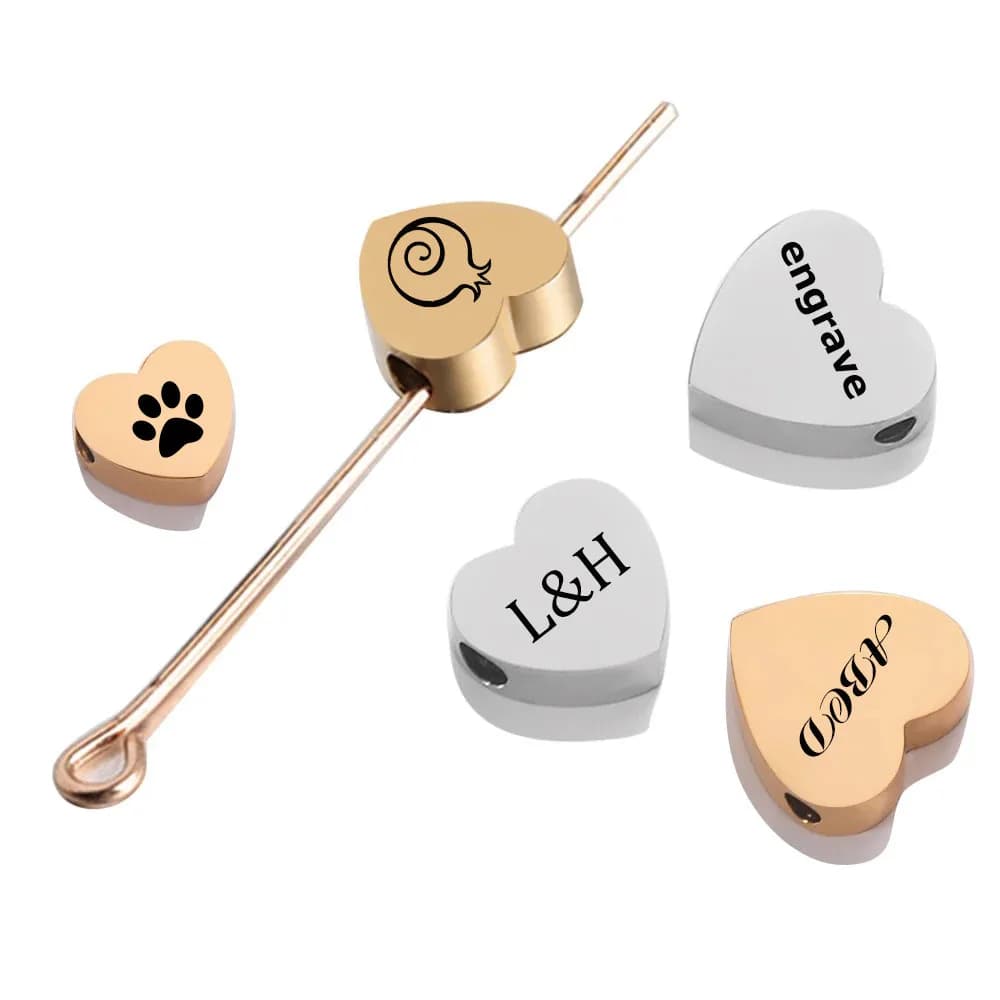 20 pezzi incisi perline a forma di cuore connettori per stampaggio in acciaio inossidabile ciondoli per creazione di gioielli con bracciale collana fai da te