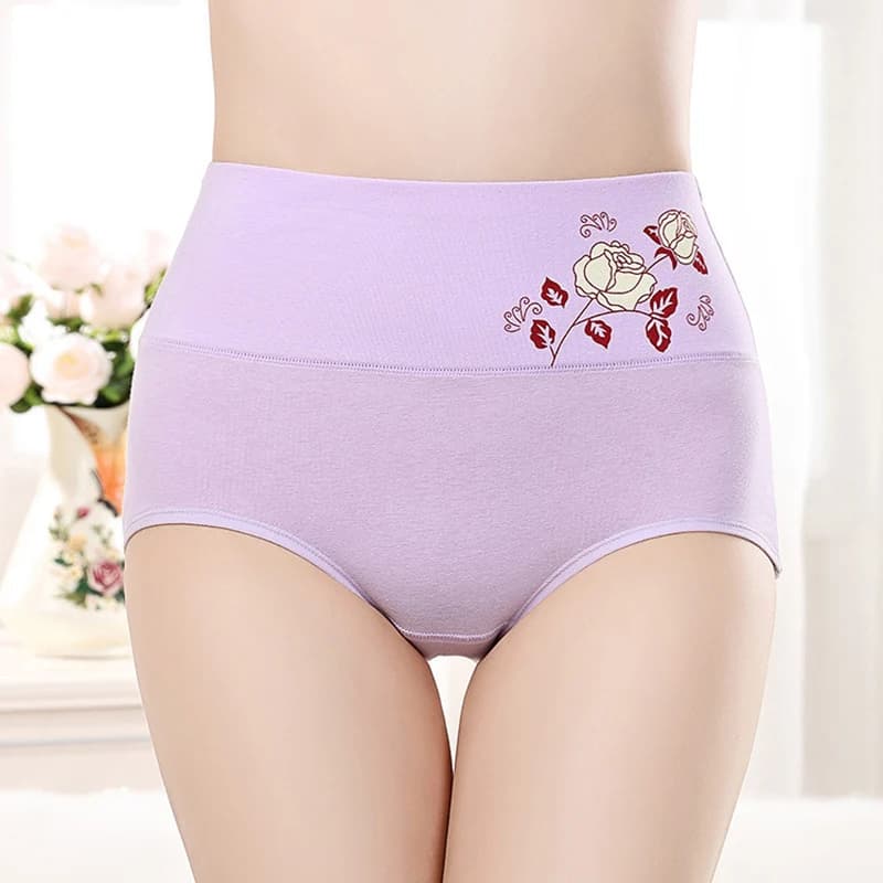 1Pcs High Rise Panties Women Cotton Underwear Plus Size Briefs Print Floral Underwear Soft Underpants Sexy Lingeries for Female