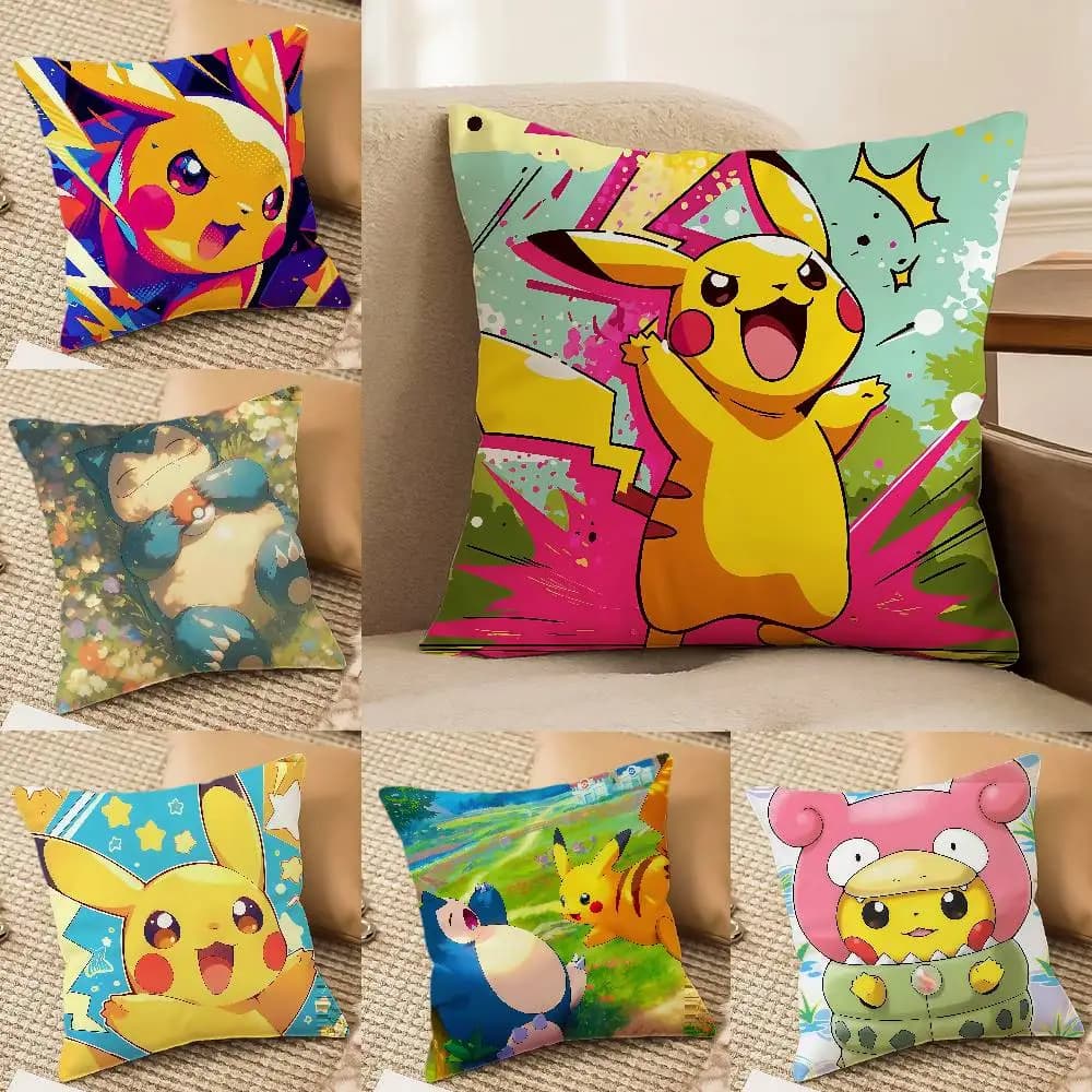 Pokemon Adventure Partners Anime Plush Pillow Cover Soft Short Plush Cushion Cover For Sofa Bedroom Home Decor Gift