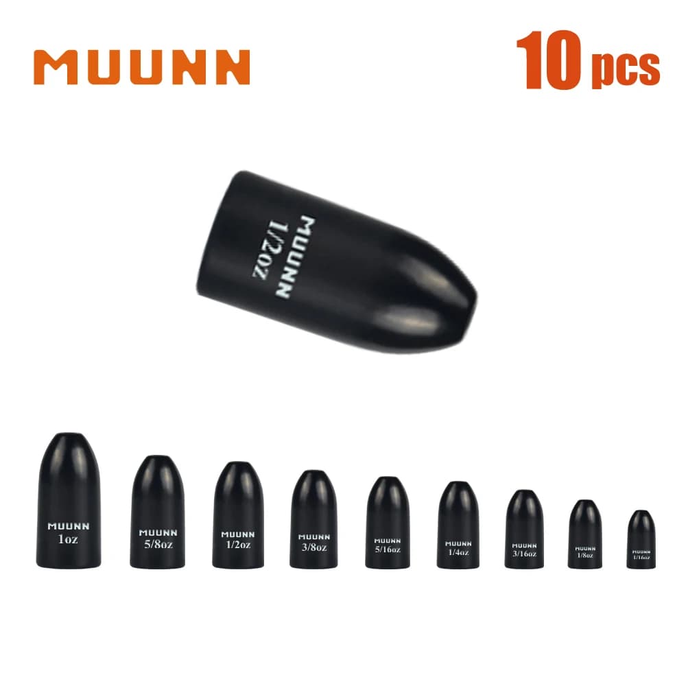MUUNN 10pcs Worm Weights More Sensitive Tungsten Fishing Weights Sinker for Bass Fishing