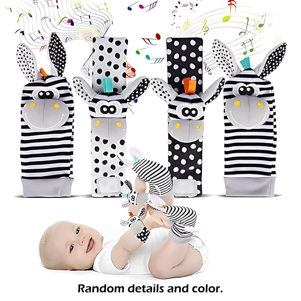 4pcs/Set Baby Infant Wrist Rattle Socks Toys 0-12 Month Girl Boy Early Educational Development Cute Toddlers Sensory Gifts