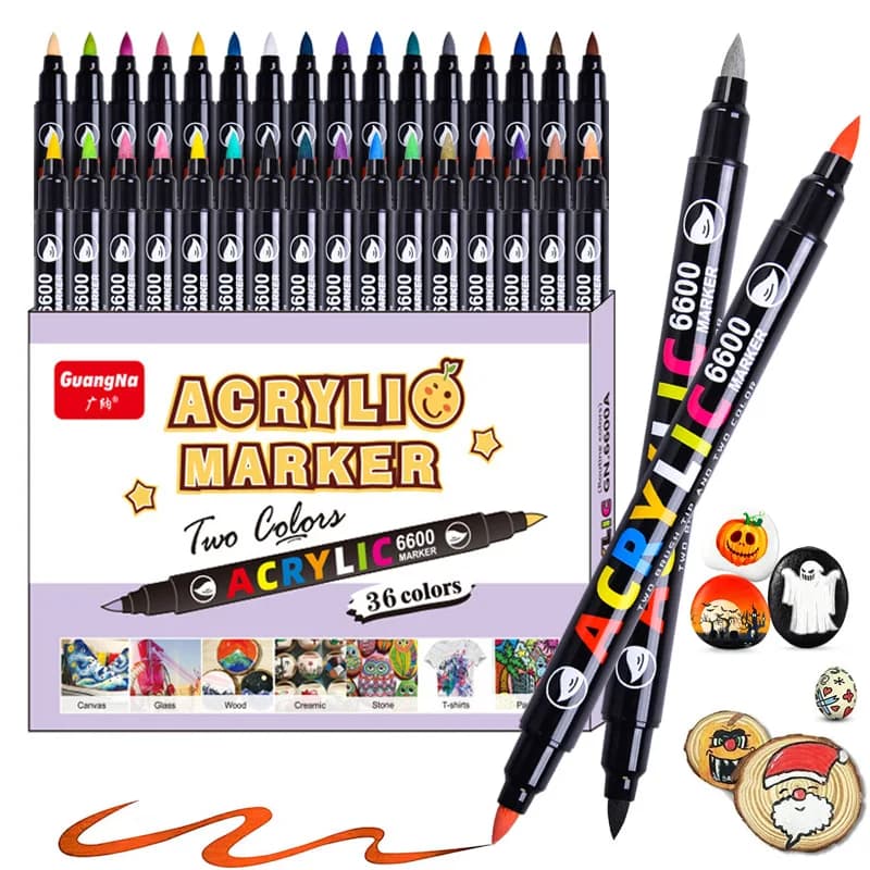 36/84 colori pennello a doppia testa pennarelli per vernice acrilica penne per tessuto in ceramica di pietra carta per pittura fai da te tutte le superfici forniture artistiche