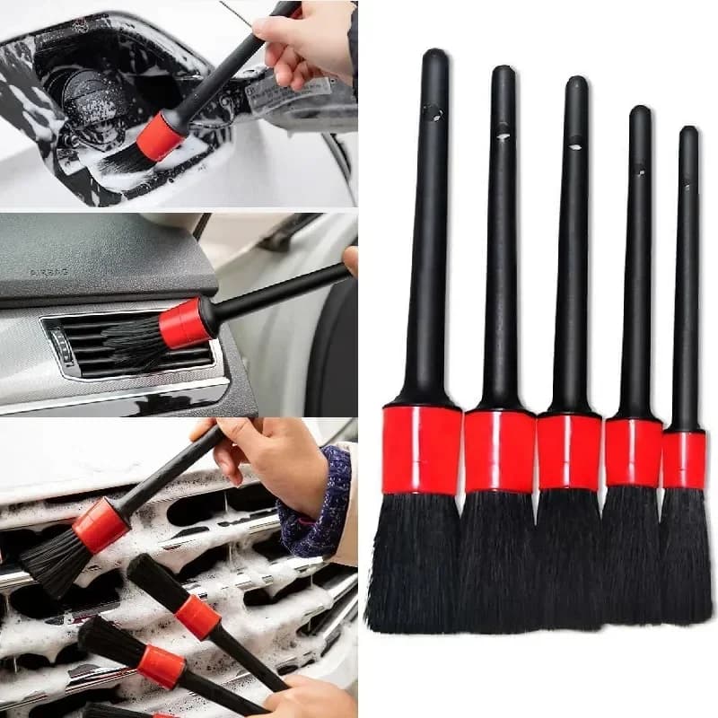 Kit di spazzole per pulizia auto morbide da 5 pezzi Spazzole per dettagli automobilistici per set di spazzole per dettagli interni auto Cerchioni Spazzola pulita in plastica