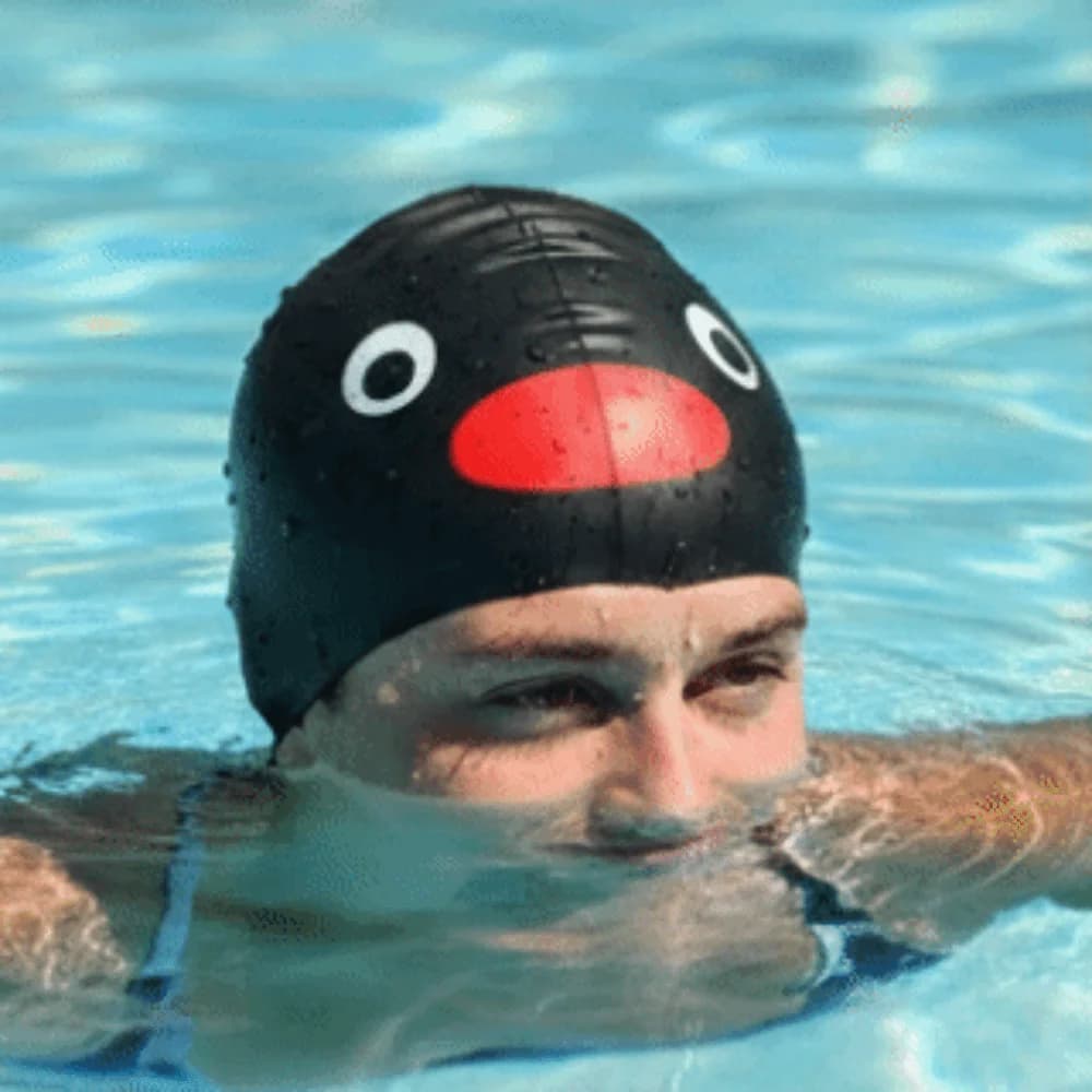 Elastic Penguin Swimming Cap Enlarged Comfortable Swimming Cap Ear Protection No Pull Hair Silicone Swimming Cap Unisex