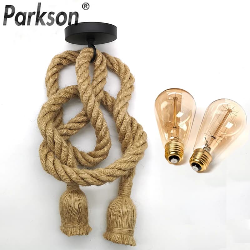 Lampada a sospensione retrò in corda di canapa AC90-260V Vintage E27 Lampadina a LED Lampada a sospensione Lampada industriale Loft Casa per la decorazione HangLamp