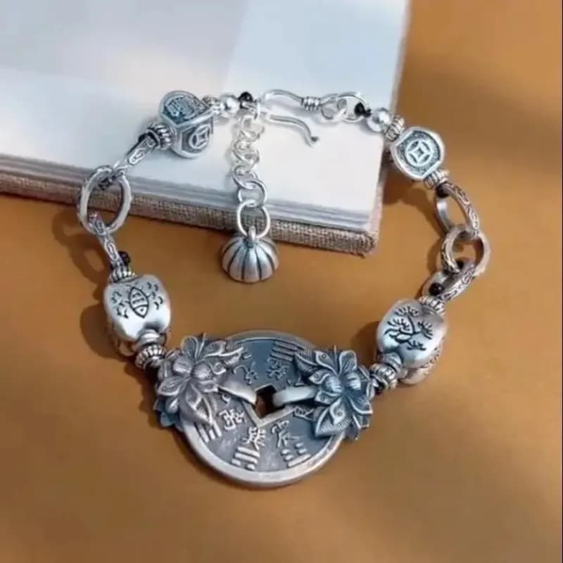Guofeng Mountain Ghost Spending Bracelet New Chinese Style Retro Light Luxury Bell Chain Fashion National Fashion Ethnic Style
