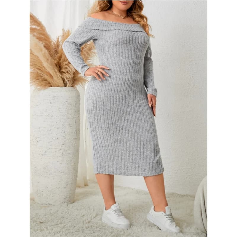 XL4XL Sexy plus Size Slim Fit Women's Dress mid Waist Polyester Long Sleeve Midi Skirt Casual Style Spring Summer Autumn Wear