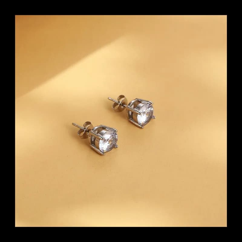 Orecchini a bottone con diamanti quadrati personalizzati Nicchia semplice e alla moda Orecchini a bottone versatili in acciaio al titanio freddo YE207