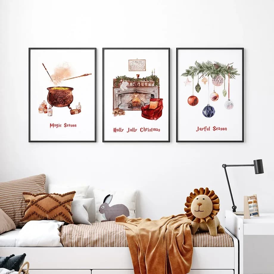 Mago Gufo Magico Gatto Albero Potter Galleria di Natale Stampa artistica da parete Pittura su tela Poster per soggiorno Decorazioni per la casa moderne