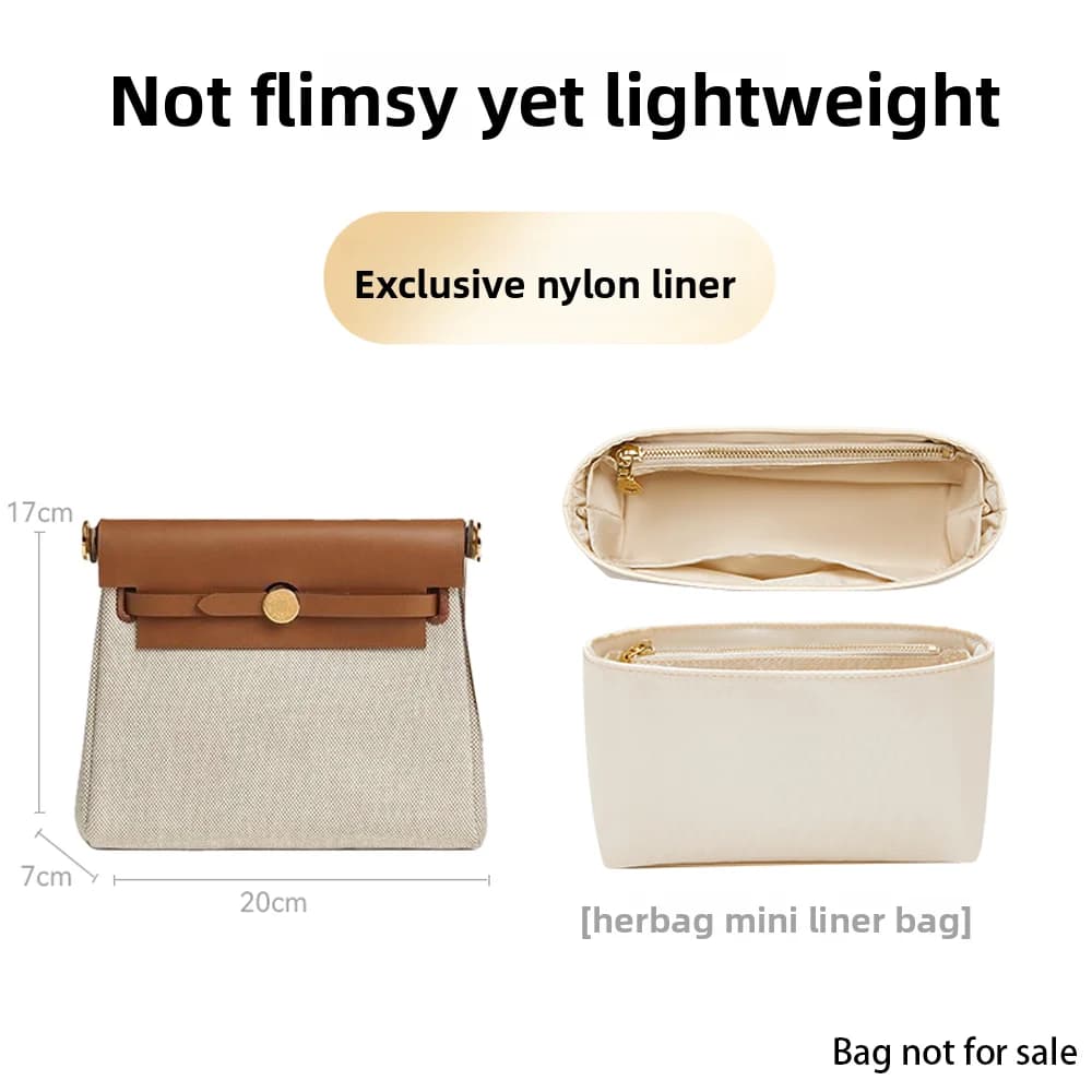 Inserto per organizer per borsa per mini borsa interna Herbag Fodera in nylon Borsa per la conservazione della ricostruzione Borsa di supporto Inserto per accessori