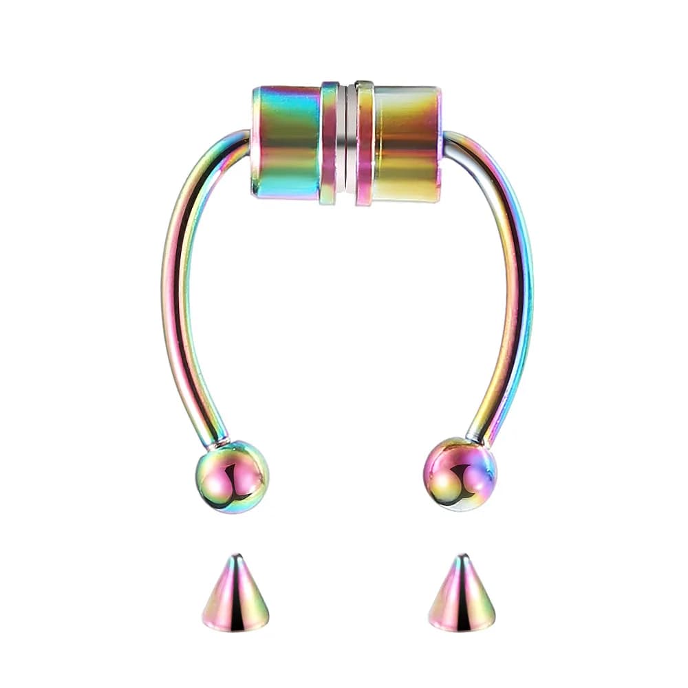 1 Pezzo Anello per Naso Non Perforante + Set di Accessori Sostitutivi, Piercing Magnetico per Naso, Anello per Setto Nasale, Cerchio Piccolo a Molla
