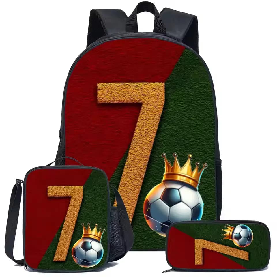 3 pcs/set football backpack soccer bag model cartoon school bags boys student large capacity backpack for kids