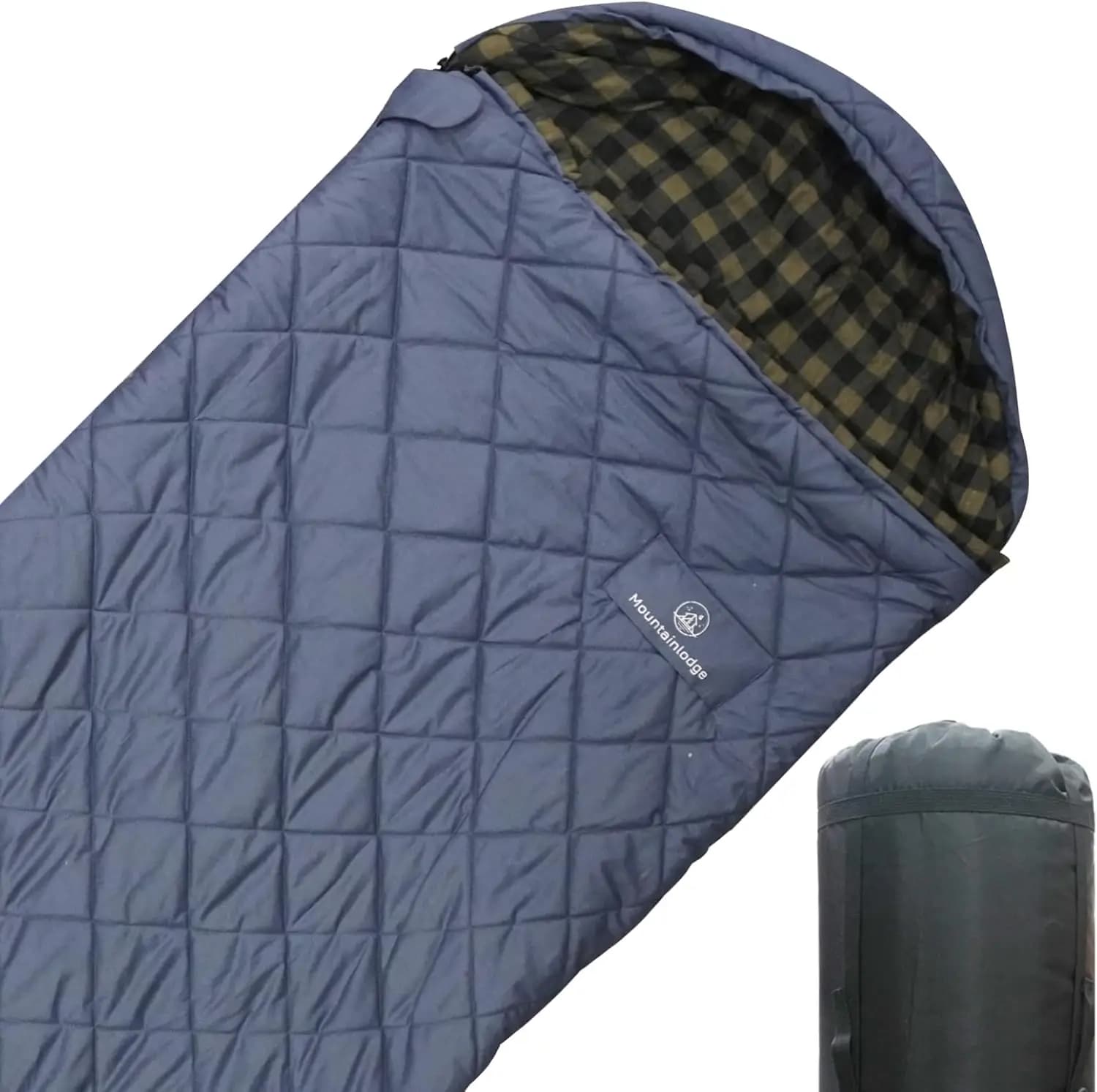 Sacco a Pelo per Adulti 100% Cotone con Sacca di Compressione per Campeggio in Climi Freddi, Viaggi e Uso in Auto