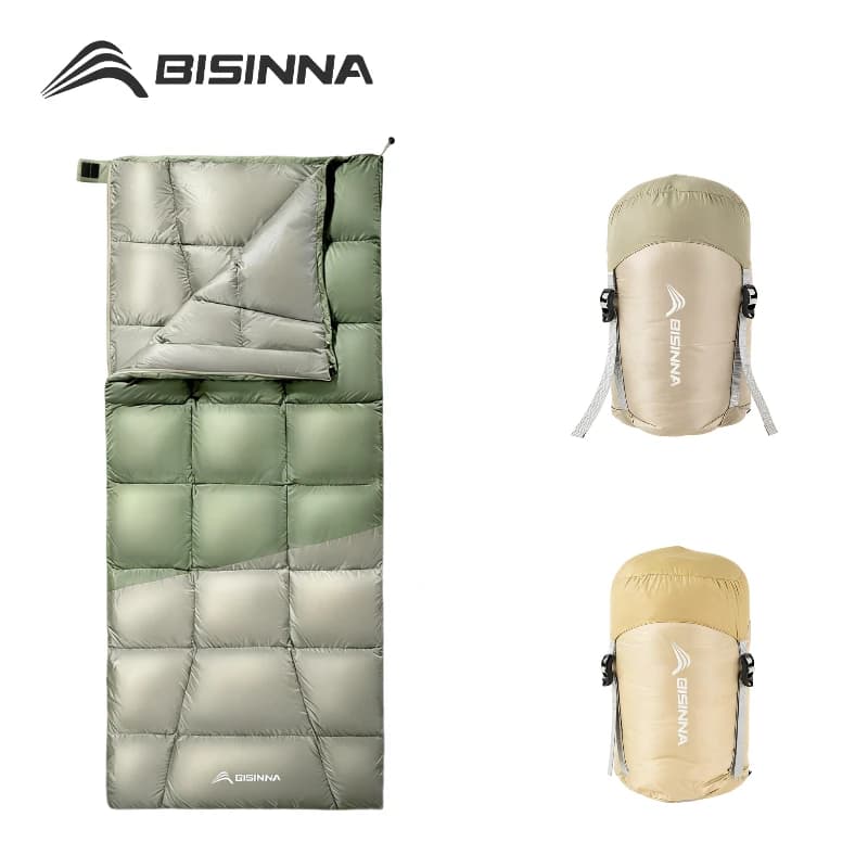 BISINNA Winter fur bag in white duck feathers Style envelope Lightweight compact warm for adults Hiking Outdoor equipment Fresh camping equipment