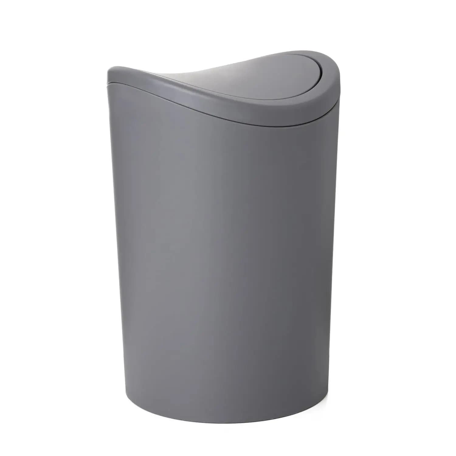 Mini Cestino per Bagno con Coperchio, Bidone Grigio da 5,7 Litri, Contenitore in Plastica con Coperchio a Battente per Cucina, Camera da Letto, Ufficio