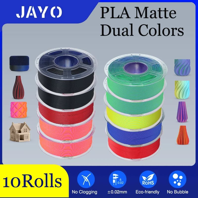 JAYO pla opaque bicolor 10 rolls/set filament 3D 1,75 mm ±0,02 mm filament 3D printer New product, without bubbles 7 colors available