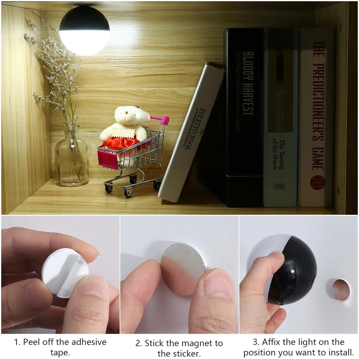 Lampada Notturna per Camera da Letto Ricaricabile USB con Sensore LED, Torcia Portatile Compatta con Portachiavi