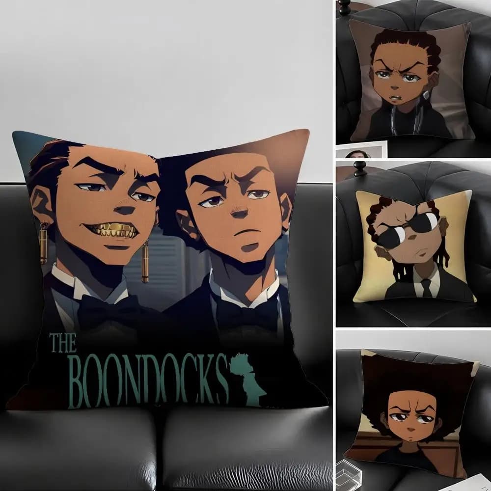 Cartoon T-The B-Boondocks Cushion Cover Natural Linen Pillowcase Set, All-in-One Decor for Sofa, Bedroom & Chair
