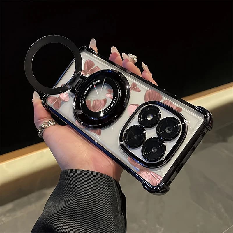 Shockproof Plating Phone Case For Xiaomi Redmi K50 Butterfly Pattern Cover For Redmi K40 K40S Silicone TPU Clear Stand Coque