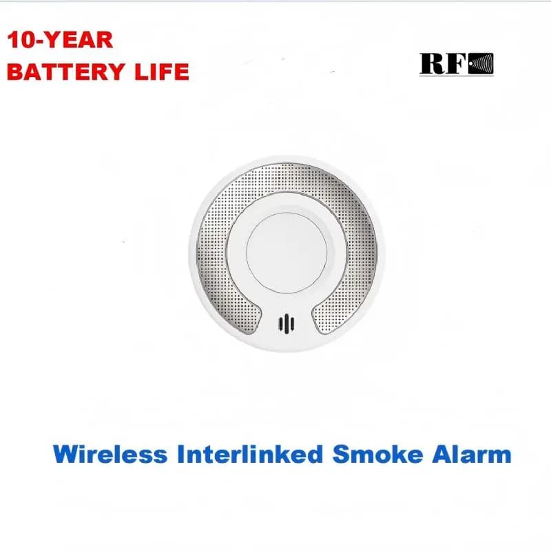Rilevatore antincendio con allarme di fumo interconnesso wireless con batteria da 10 anni e pulsante silenzio V-Come VS03F