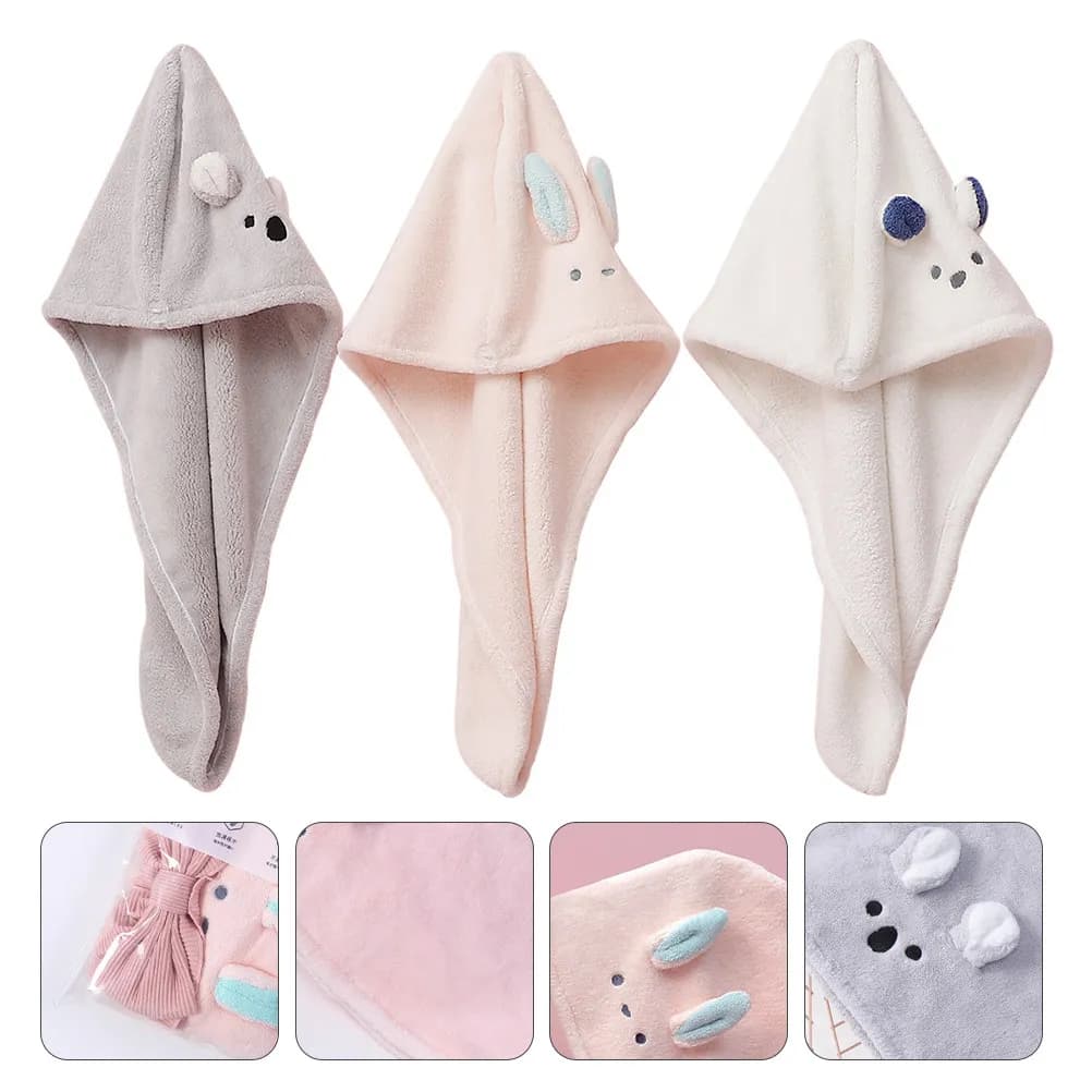 Set di 3 Asciugamani per Capelli ad Asciugatura Rapida, Cappello Assorbente in Microfibra per Asciugare i Capelli, per Bagno, Salone, Spa, Viaggio, Leggero e Portatile, Idea Regalo