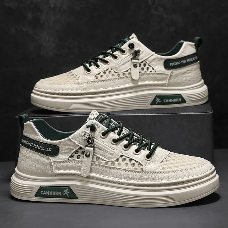 Scarpe da Corsa da Uomo Traspiranti in Mesh, Sneakers Estive 2025 Nuovo Stile Agan con Fondo Spesso e Fori Grandi, Scarpe Sportive Casual