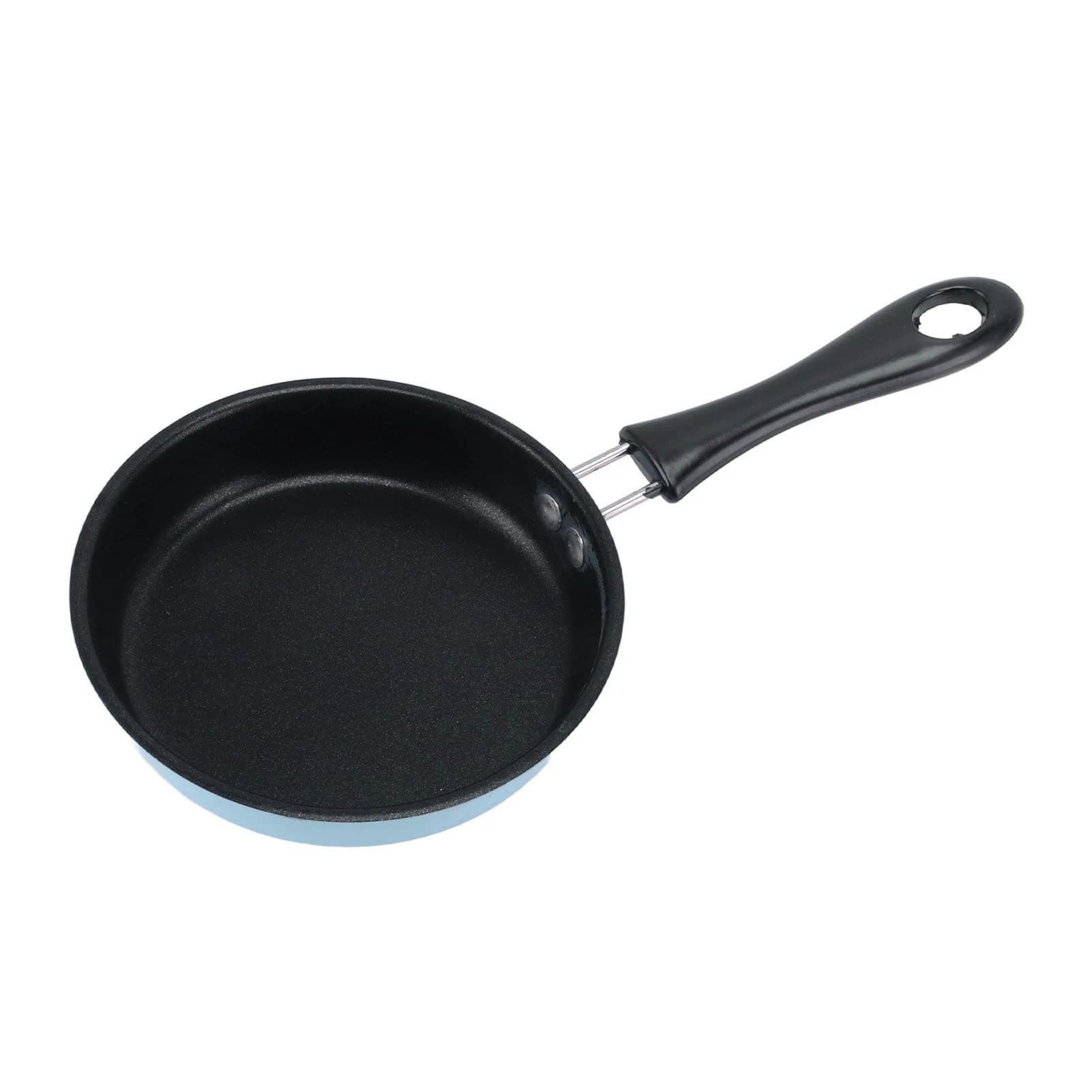 Mini Frying Pan Stainless Steel Prevent Stick Induction Pot Round Breakfast Small Fry Egg Pan with Long Handle 12cm Blue/Pink