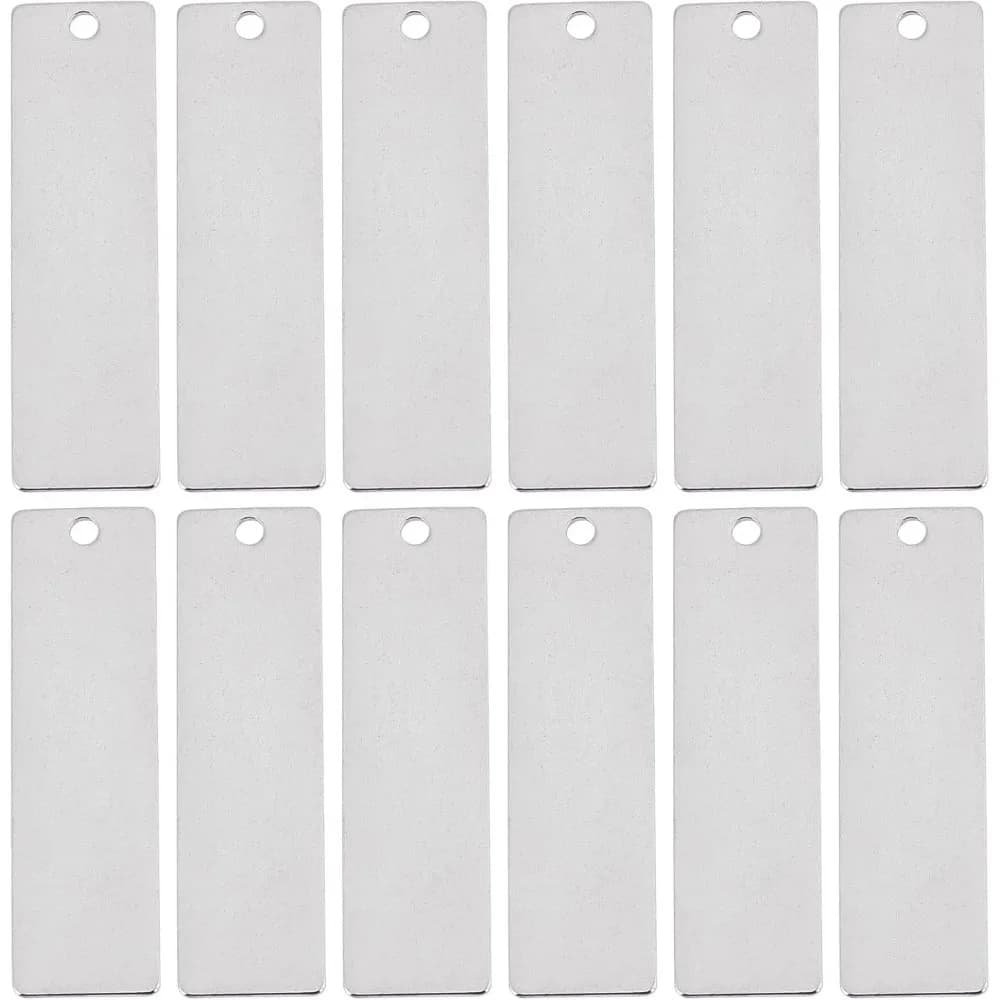 1 box 30 pieces raw stainless steel stamping blank labels metal bar rectangular pendants for jewelry creation laser charm engraving