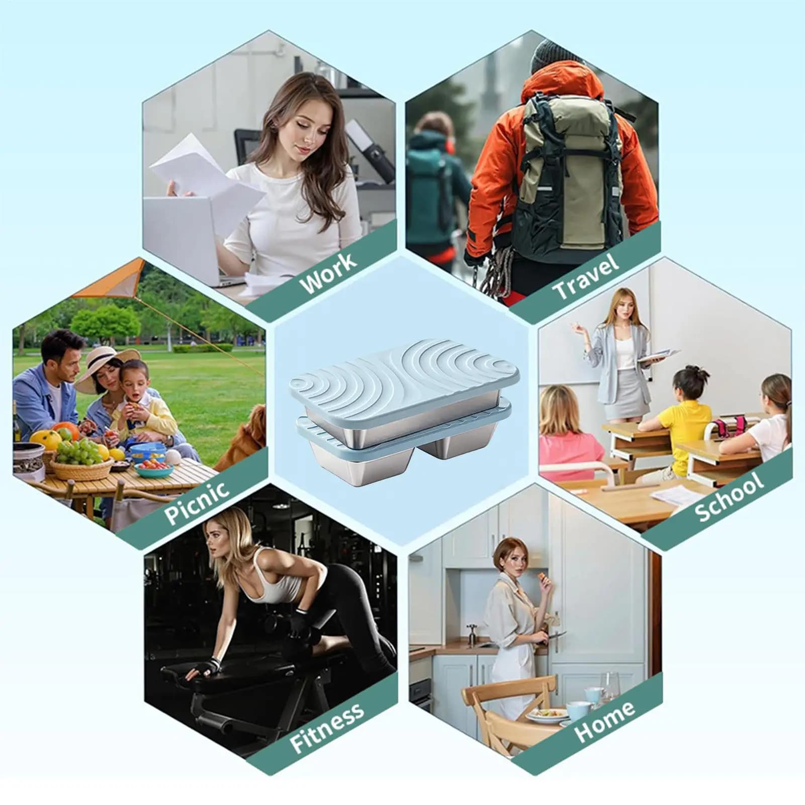 Contenitori per snack in acciaio inossidabile, contenitori per alimenti in acciaio inossidabile, scatola porta snack per bambini e adulti, preparazione pasti, frutta, scuola