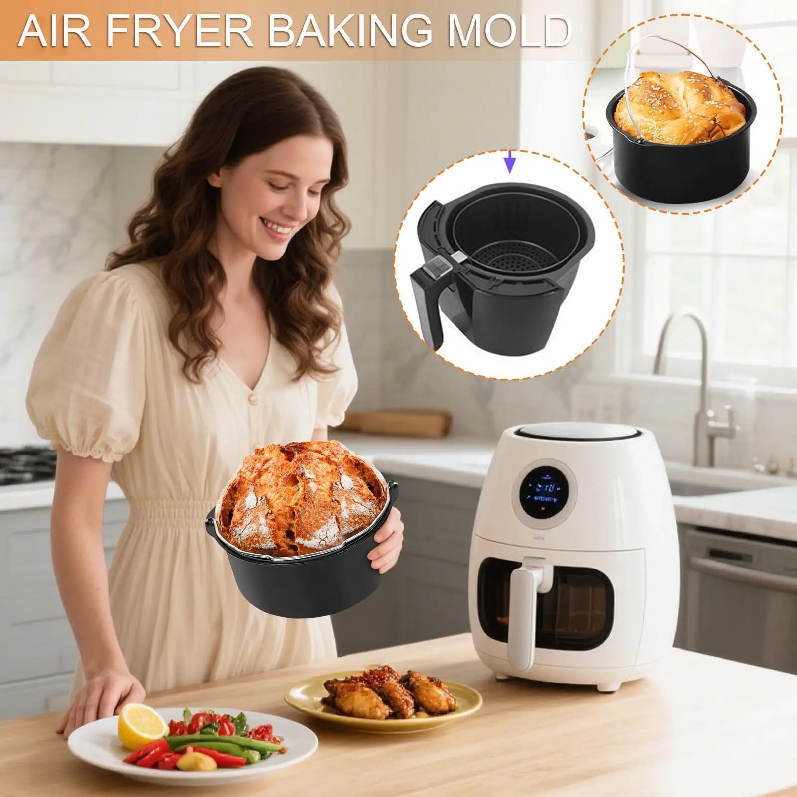 Air Fryer Torta Barile Pizza Pane Bakery Baking Machine Kitchen for Food Use Pizza Kitchen Gadget Pane Pastry Office Egg Saws