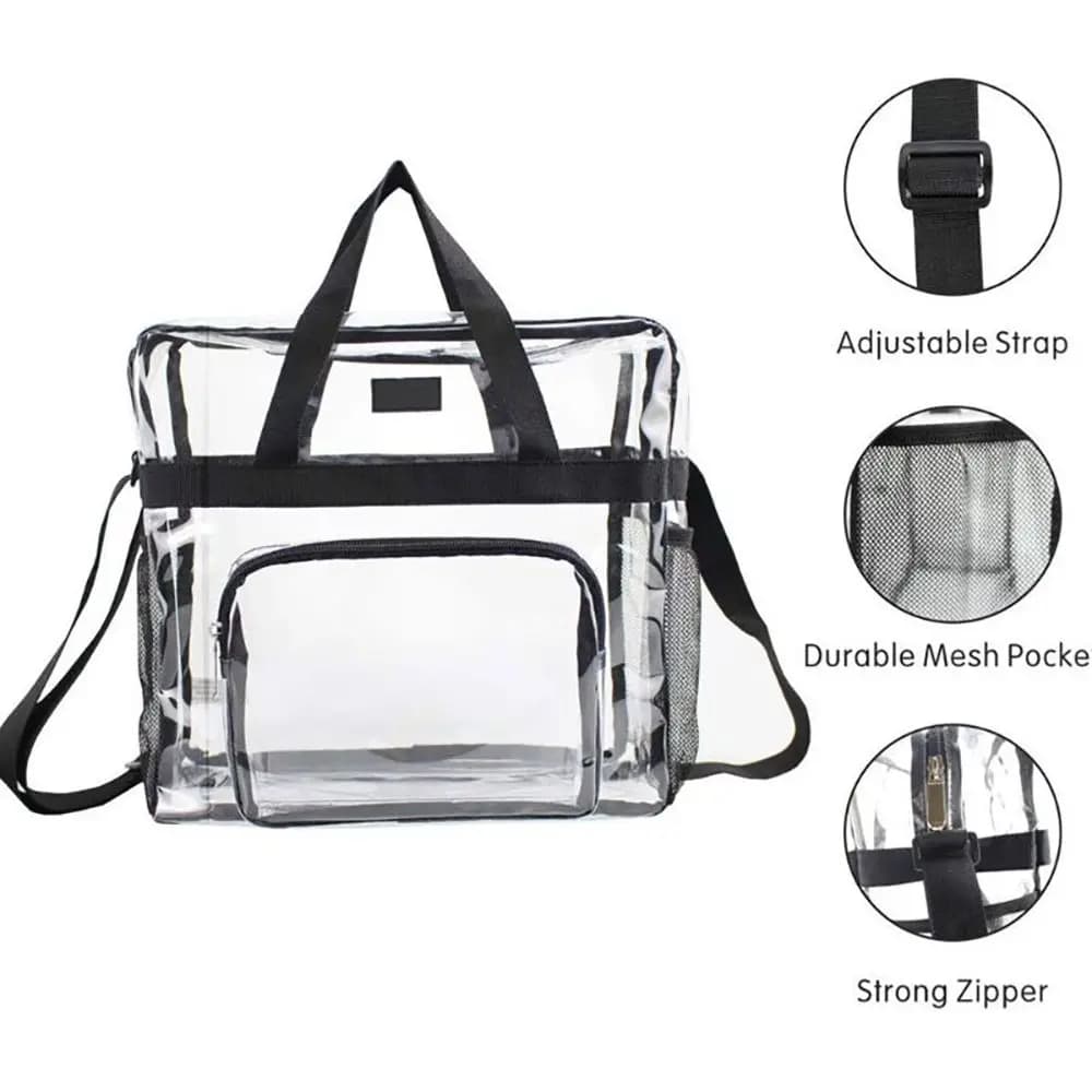 Large Capacity Clear Bag Stadium Approved PVC Clear Purse Clear Crossbody Bag for Concerts Sports Festivals