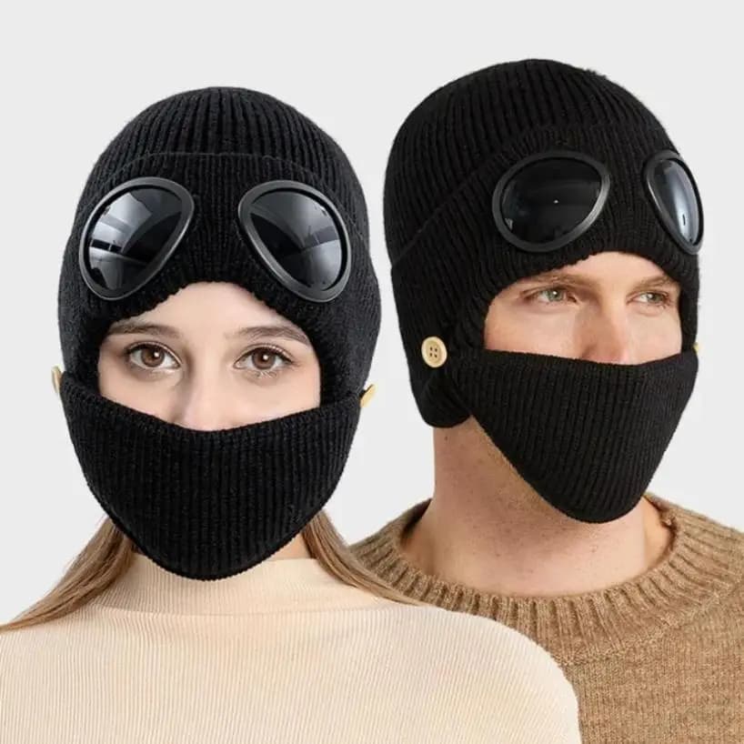 1 Pcs Autumn & Winter New Pilot Glasses Ear Protection Hat with Velvet Hot Wool Hat Korean Knit Hat Mask for Women