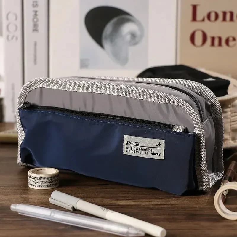 Astuccio in tela per ragazzi, grande capacità, alla moda e semplice, scatola di cancelleria per ragazzi e ragazze delle scuole superiori