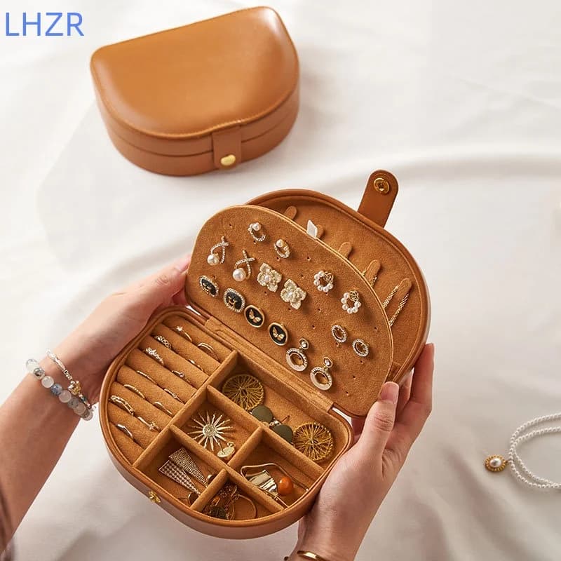 Retro High End Jewelry Box Portable Storage Box Compartment Portable Jewelry Gold Necklace Earrings Storage Box