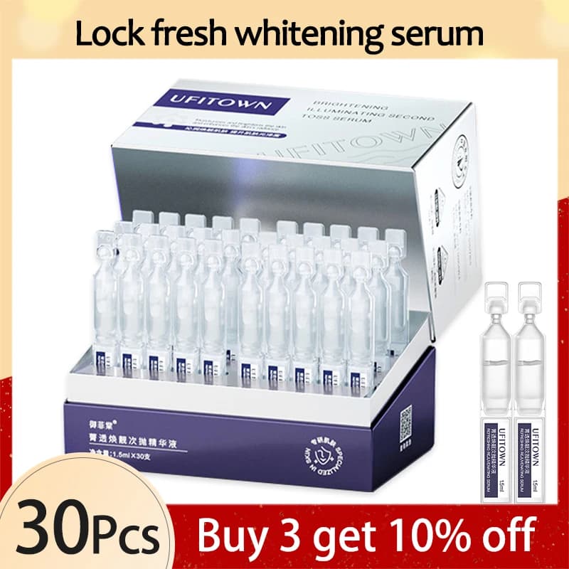 Set da 30 Pezzi Siero Viso Sbiancante, Rimuove Macchie Scure e Melanina, Schiarisce, Riduce i Pori, Idratante con Niacinamide e Arbutina, Attenua le Rughe Sottili