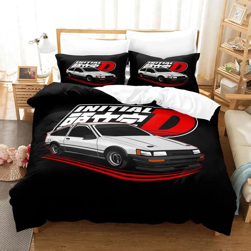 Initial Ae86 Bed linen set for kids Single Twin Full Queen King Size Adult bed linen set 3D anime