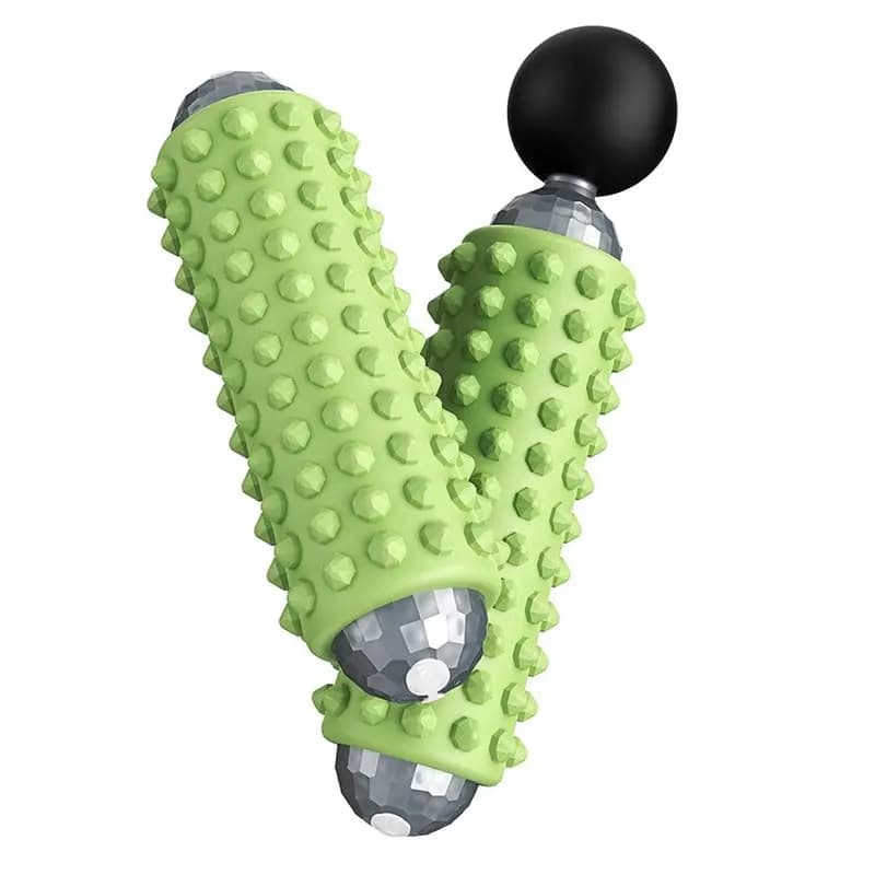 RTENTE-Portable 2-In-1 Muscle Massager Gun& Roller- Mini Electric Massage Roller 4 Speeds Vibrating Massage Ball