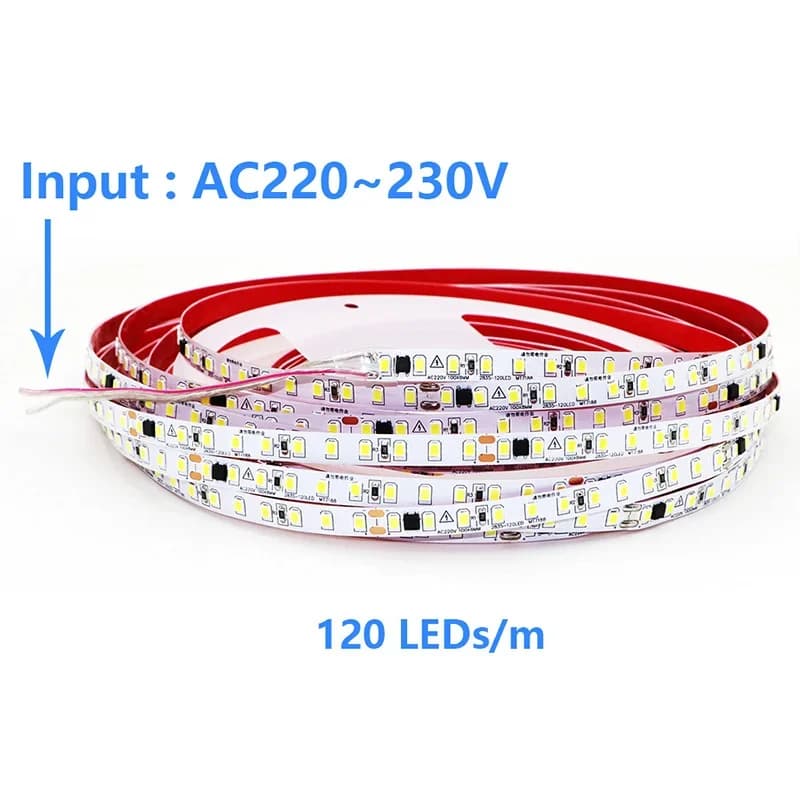 Striscia LED AC 220V 230V 2835 120LED/m Striscia luminosa domestica Rosso Ghiaccio Blu Verde Giallo Rosa Barra lampada morbida flessibile e tagliabile